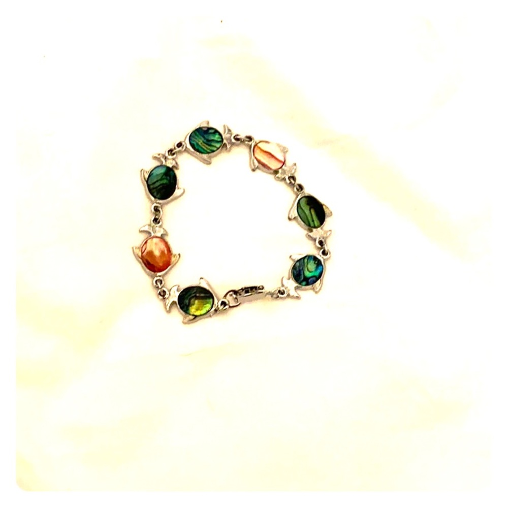 Silver Bracelet With Colored Fish Charms